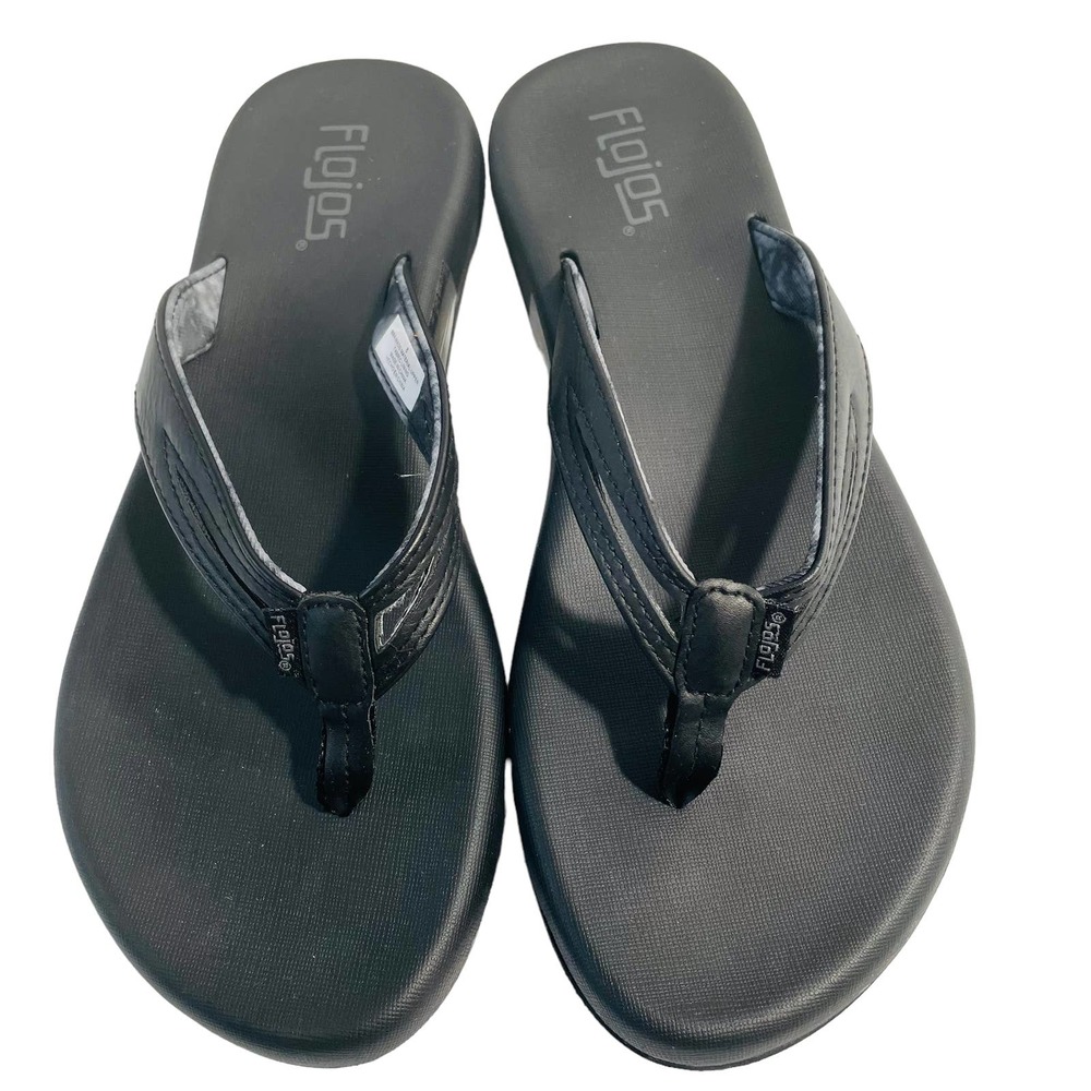 Flojos Women's Flip Flop Thong Sandals - Black Size 8